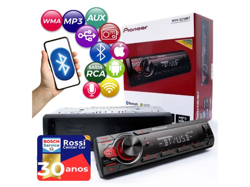 Som Automotivo Pioneer MVH S218BT com USB Bluetooth MP3 WMA rádio AM/FM Som Automotivo Pioneer MVH S218BT com USB Bluetooth MP3 WMA rádio AM/FM
